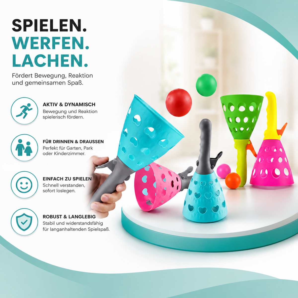 Wurf & Fang Spiel für Kinder – Motorik Trainer Satz
