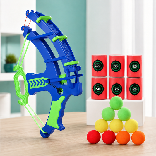 Komplettes Spielset mit Ziel-Dosen und bunten Bällen.