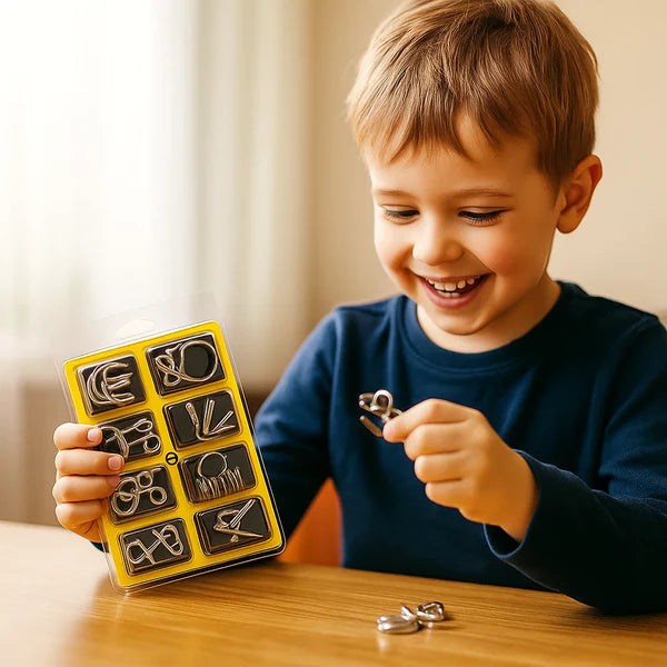 8-Teile Metall Montessori Puzzle – IQ & Gehirntraining für Erwachsene