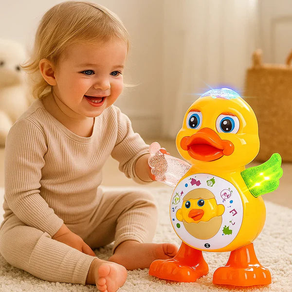 Lustige Tanzente mit Musik und blinkenden Lichtern