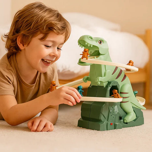 Dino-Abenteuer Rennbahn – Elektrische Spielbahn mit Musik & Bewegung für Kinder