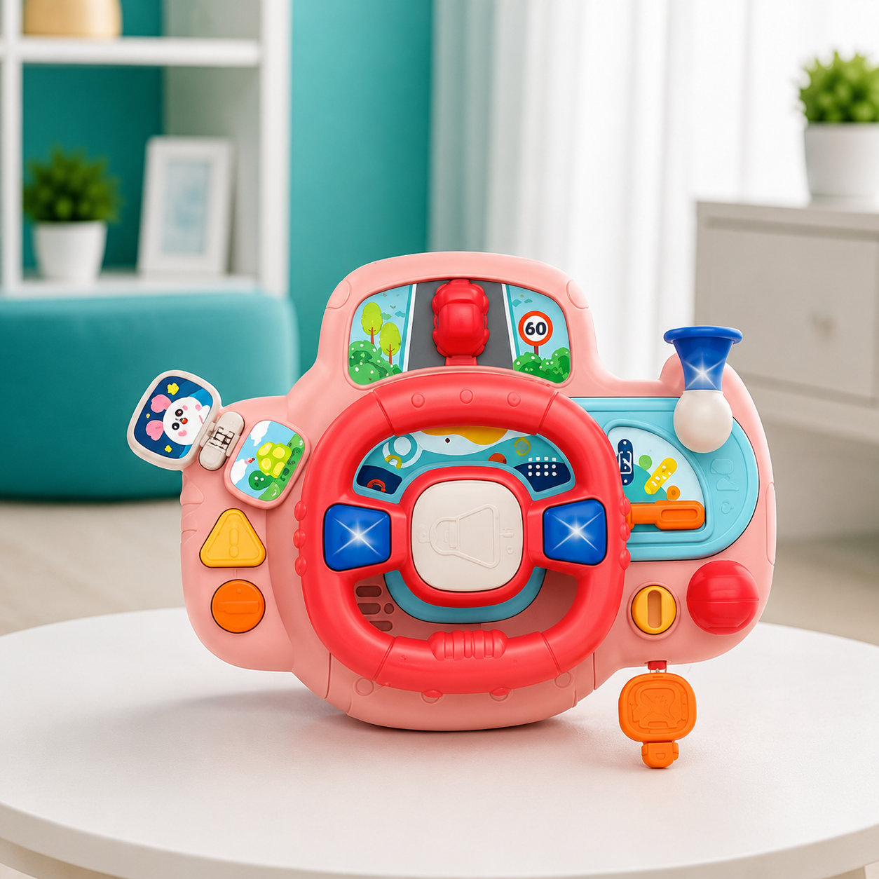 Interaktives Baby-Lenkrad – Musik, Geräusche & spielerisches Lernen Rosa