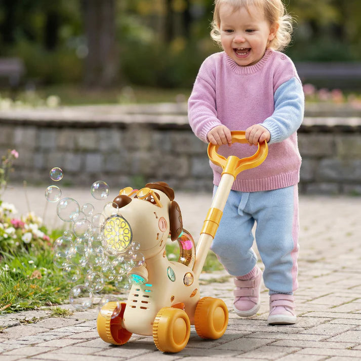Magische Bubble-Maschine für Kinder mit Licht & Schiebestange