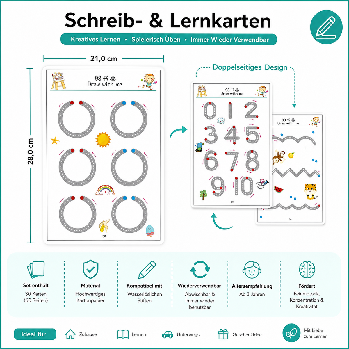 Montessori Zeichenspiel für Kinder – Konzentration, Formen & Zahlen