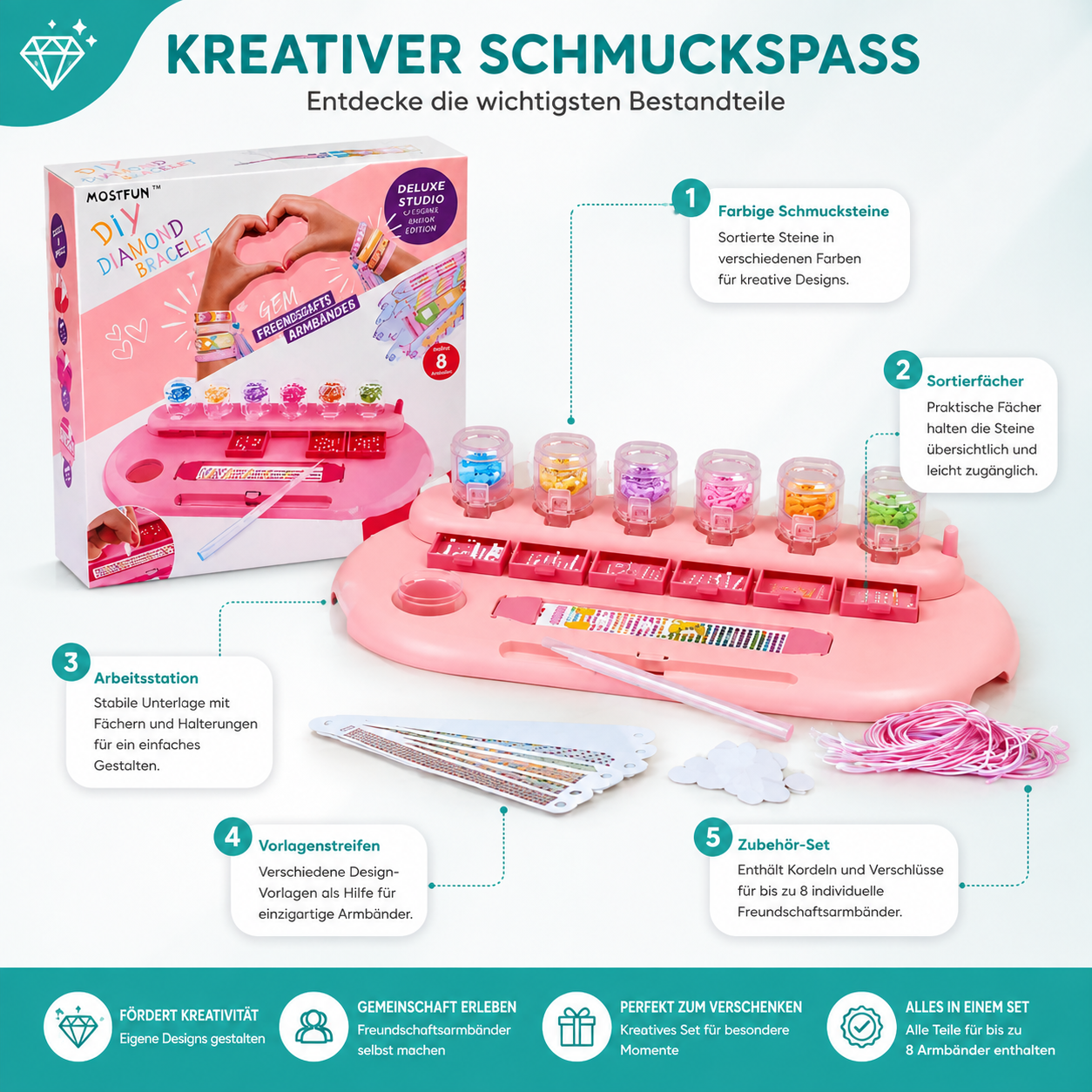 DIY-Strassarmband-Bastelset – verstellbar für Kinder & Erwachsene