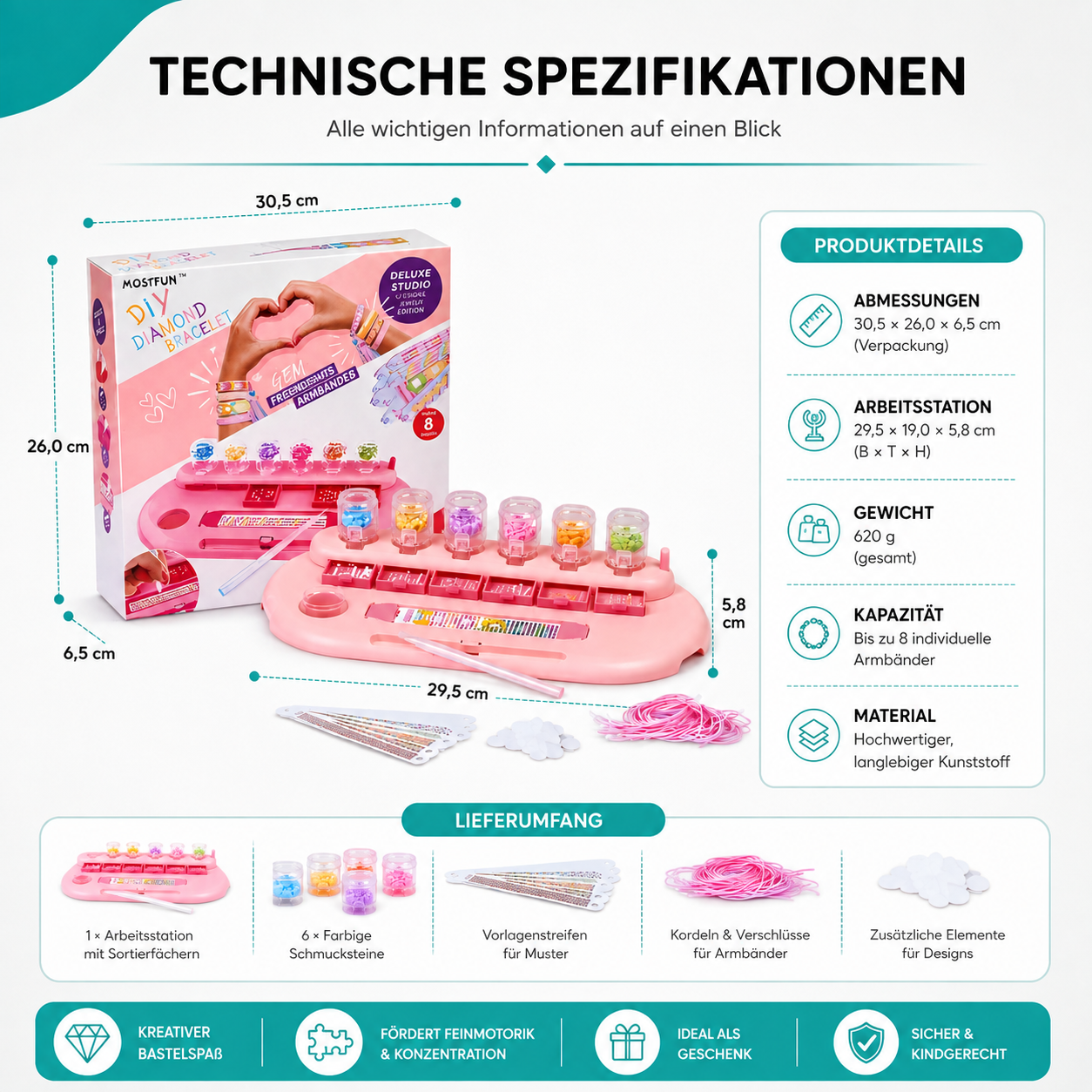 DIY-Strassarmband-Bastelset – verstellbar für Kinder & Erwachsene
