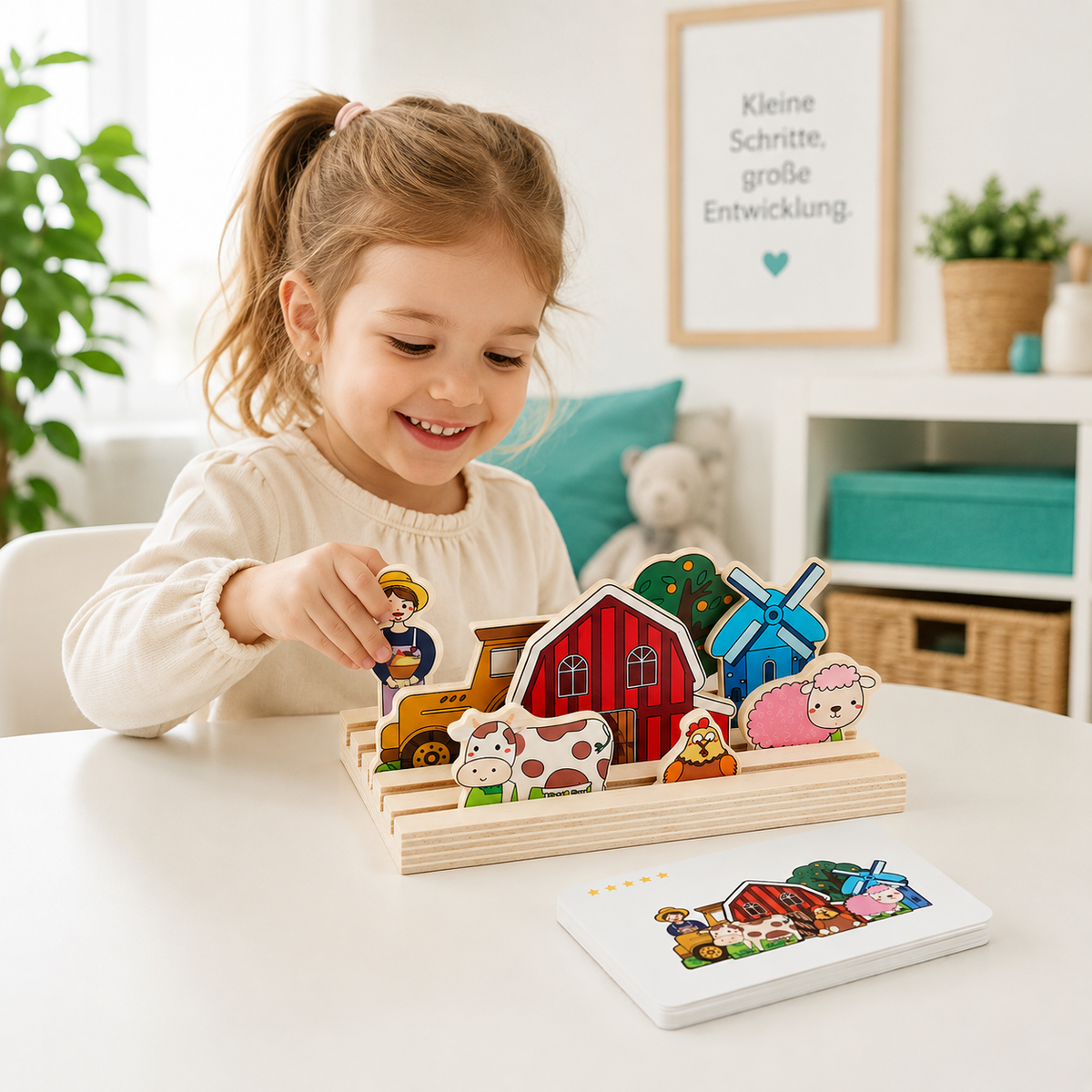 Handgemachtes Montessori Denkspiel – Kinder lernen Formen & Tiere spielerisch