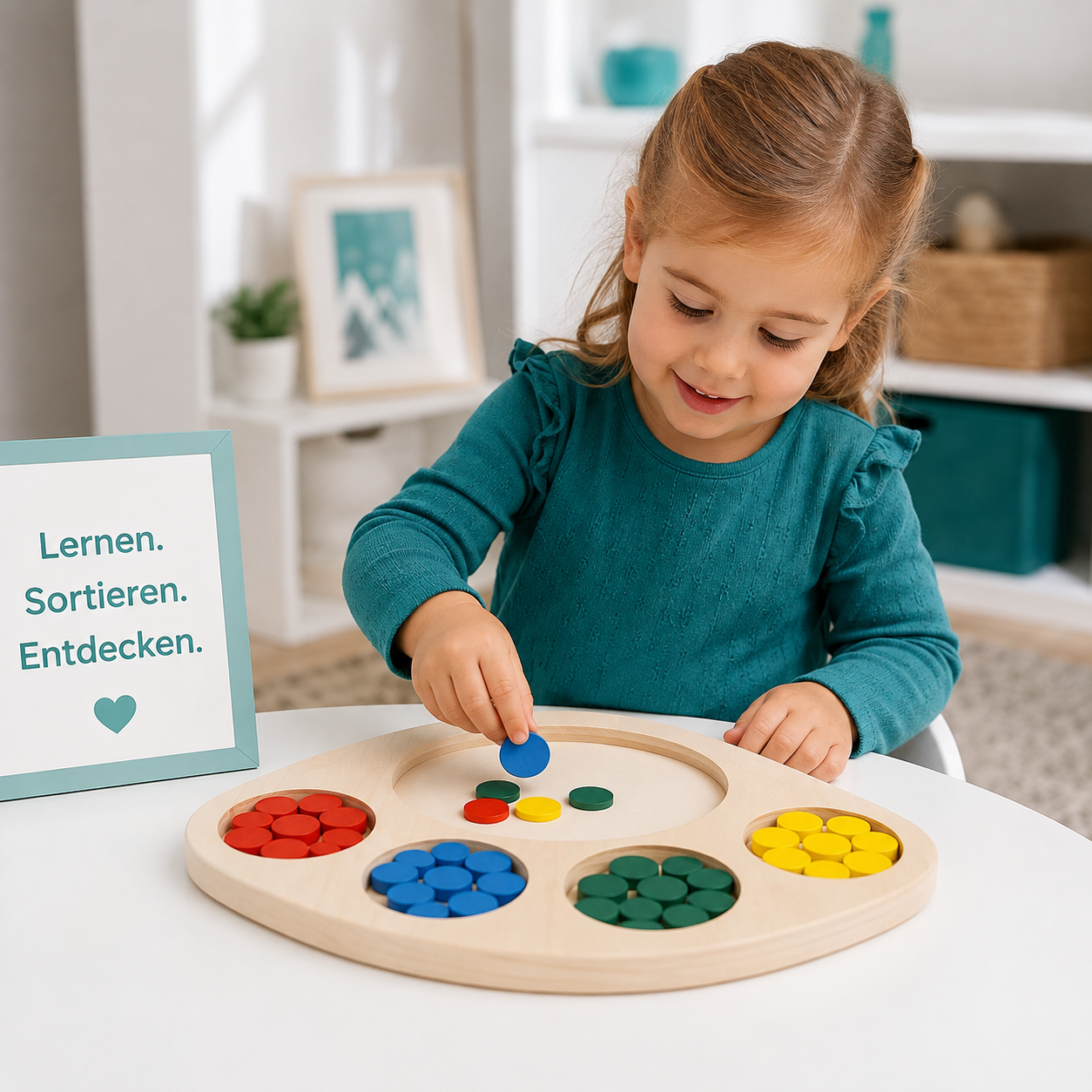 Montessori-Farbsortierbrett aus Holz für Kleinkinder