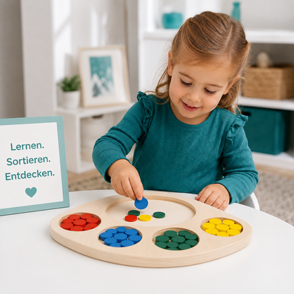 Montessori-Farbsortierbrett aus Holz für Kleinkinder