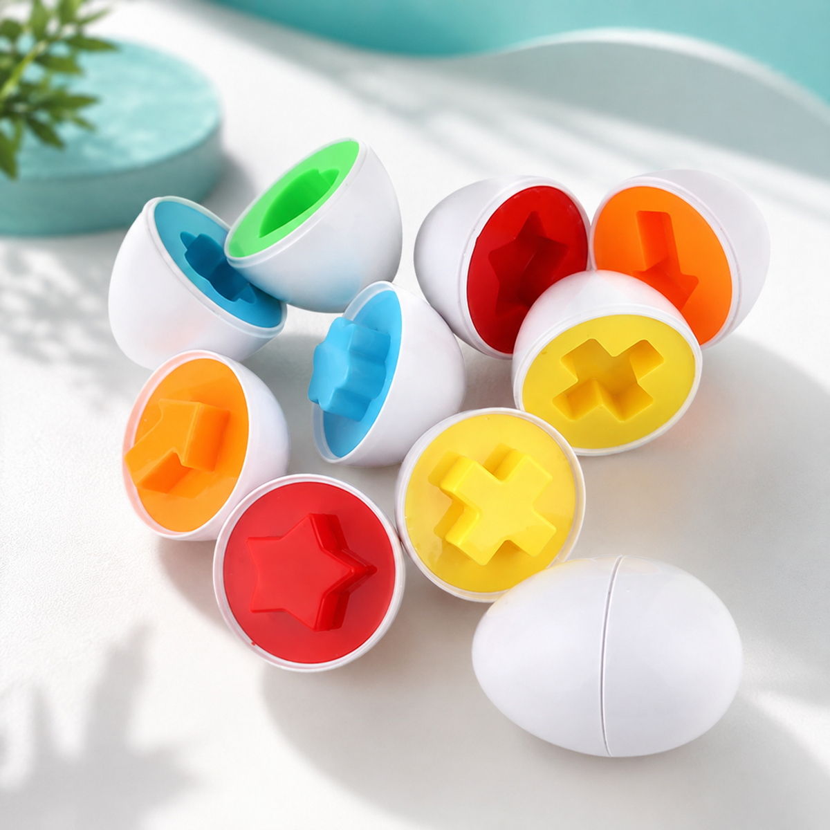 3-in-1 Stapelturm Spielzeug mit Ringen & Sortier-Eiern für Kleinkinder
