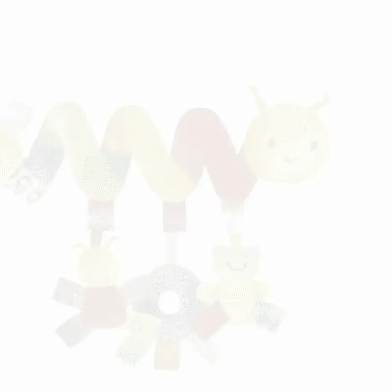 Beruhigendes Label Bettspielzeug – buntes Kuschelkissen fürs Baby