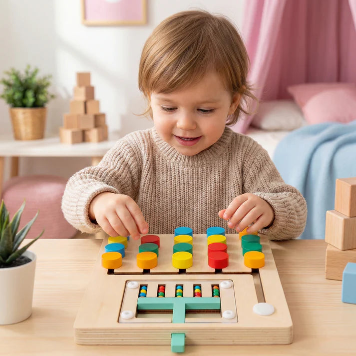 Holz Lernspielzeug mit Zählrahmen & Farbtraining
