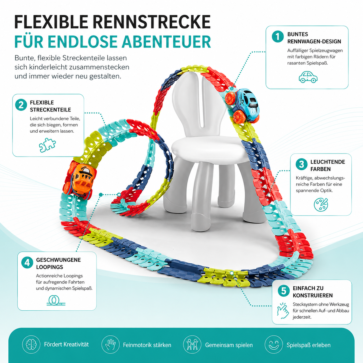 Flexi-LED-Rennbahn – Leuchtender Rennspaß für kreative Kinder
