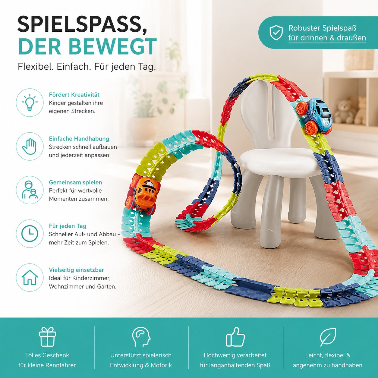 Flexi-LED-Rennbahn – Leuchtender Rennspaß für kreative Kinder