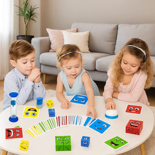 Montessori Mimik Würfel – Lustiges Holz-Gesichtsspiel