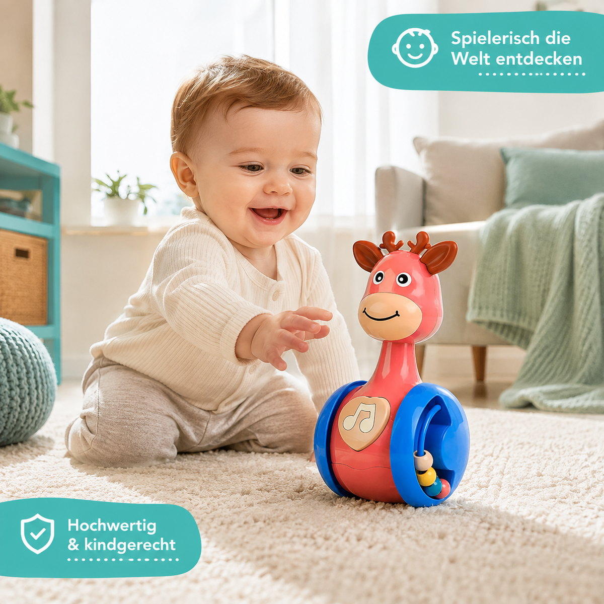 Süßes Stehauf-Reh Spielzeug – Fördert Motorik & frühes Lernen