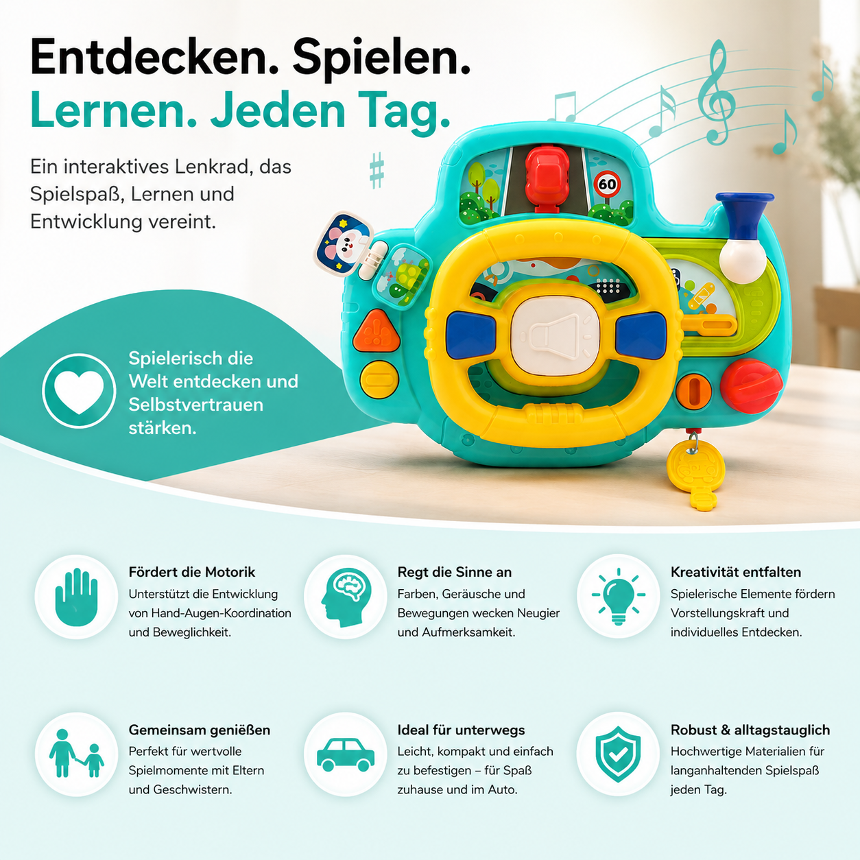 Interaktives Baby-Lenkrad – Musik, Geräusche & spielerisches Lernen