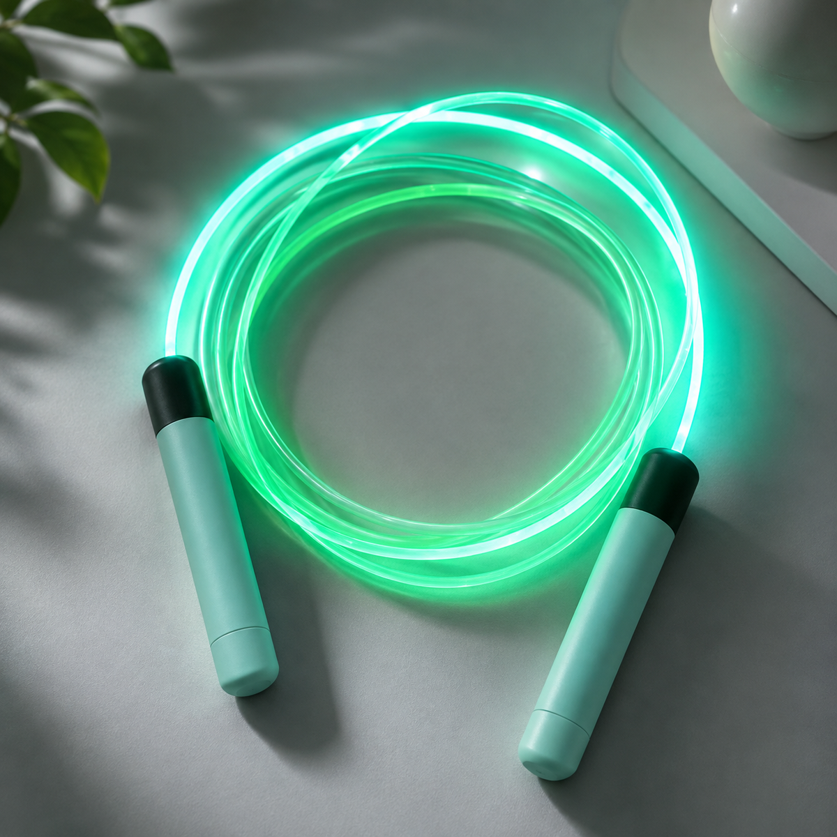 LED Springseil für Kids & Erwachsene – Leuchtender Fitness-Spaß TPU-Modelle 2 Grün