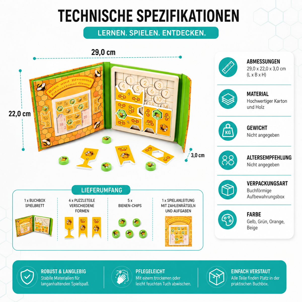 Kinder Holzspielzeug Magnetisches Biene Puzzle für Logik & Kreativität