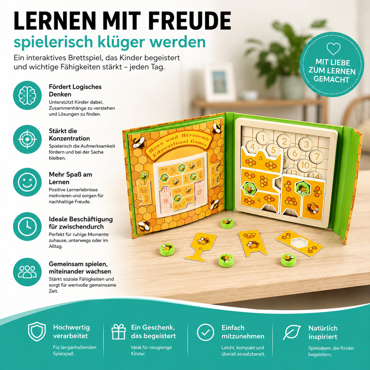 Kinder Holzspielzeug Magnetisches Biene Puzzle für Logik & Kreativität
