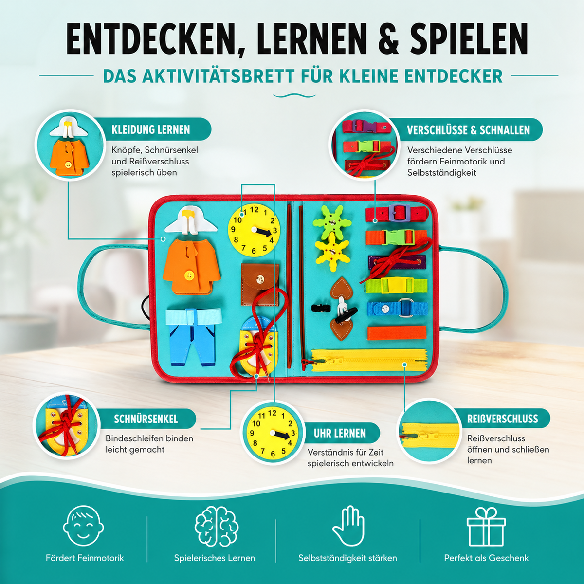 Reise-Fühlbuch Montessori Ruhig Buch für Feinmotorik & Spaß