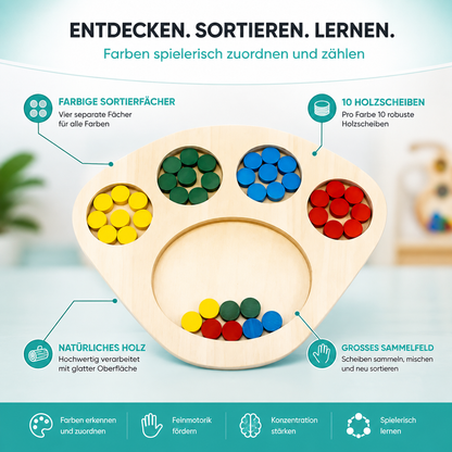 Montessori-Farbsortierbrett aus Holz für Kleinkinder