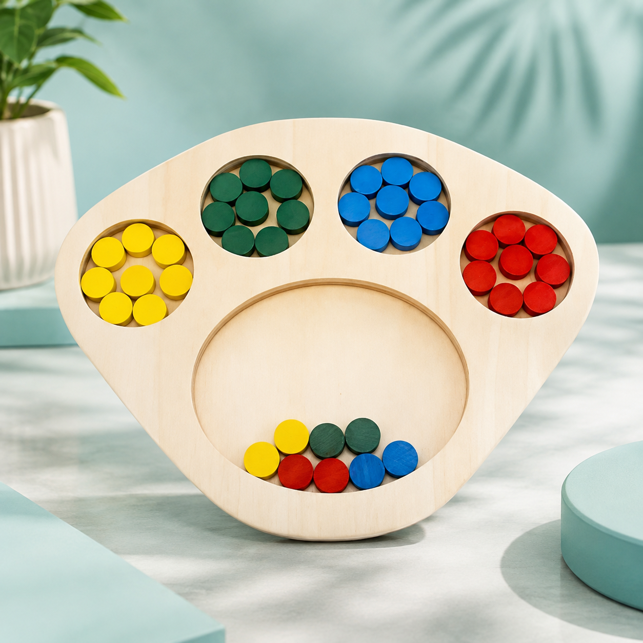 Montessori-Farbsortierbrett aus Holz für Kleinkinder