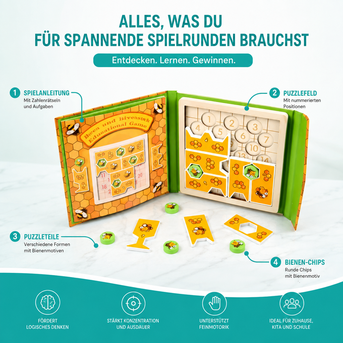 Kinder Holzspielzeug Magnetisches Biene Puzzle für Logik & Kreativität