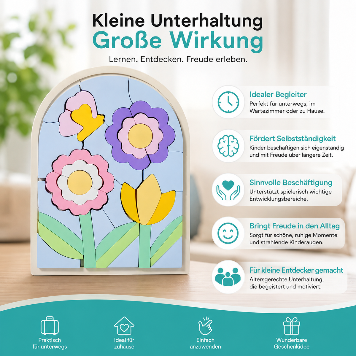Regenbogen-Puzzle – Kreatives Lernspielzeug für Kinder ab 3 Jahren Blume