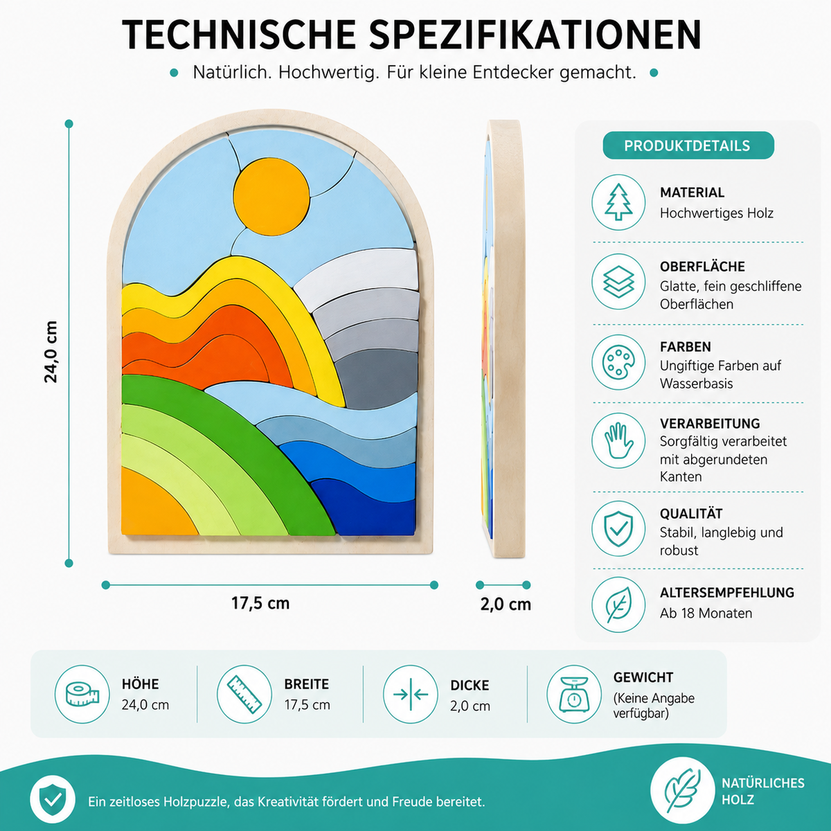 Regenbogen-Puzzle – Kreatives Lernspielzeug für Kinder ab 3 Jahren