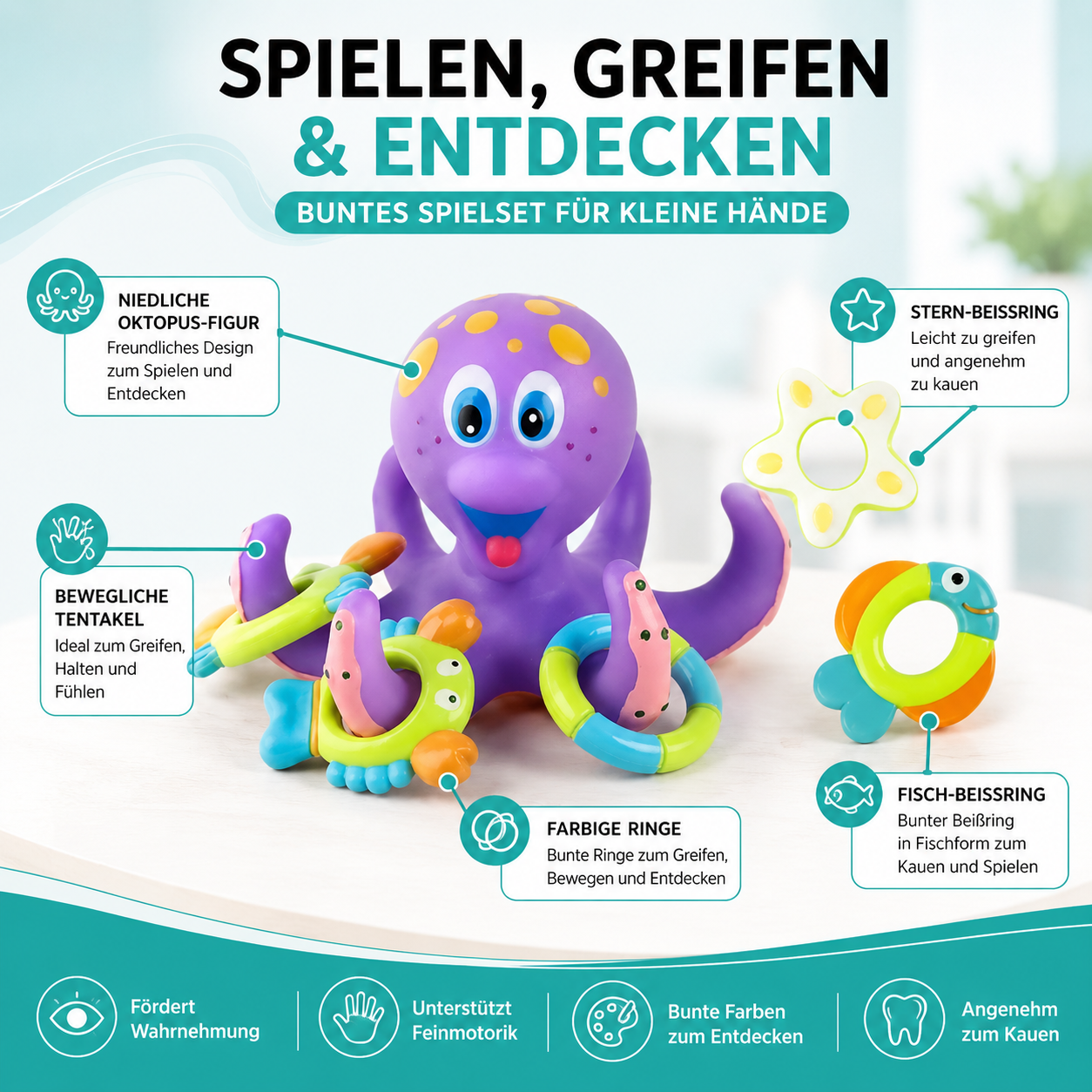 Interaktives Oktopus-Badespielzeug – Spielspaß & Lernen im Wasser