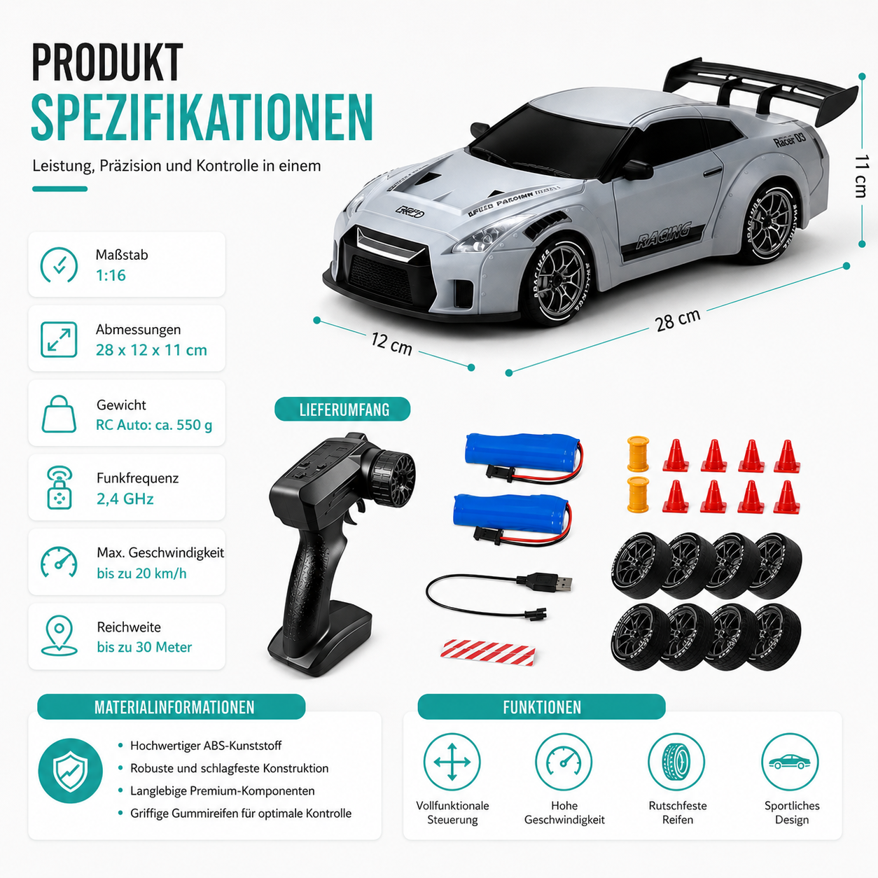 Hochgeschwindigkeits-RC-Drift-Auto 2,4 GHz – starke Leistung & echtes Rennfeeling