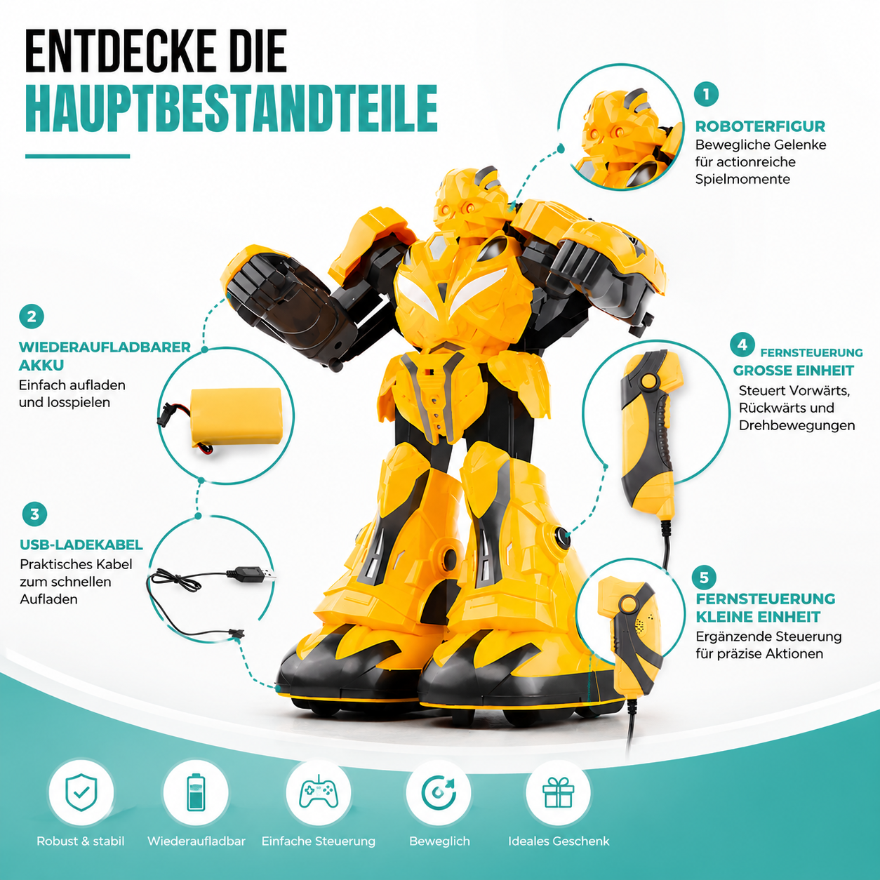 Smart Battle-Roboter mit Musik, LED-Licht & Bewegungssteuerung