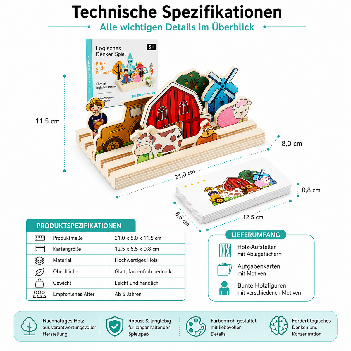 Handgemachtes Montessori Denkspiel – Kinder lernen Formen & Tiere spielerisch